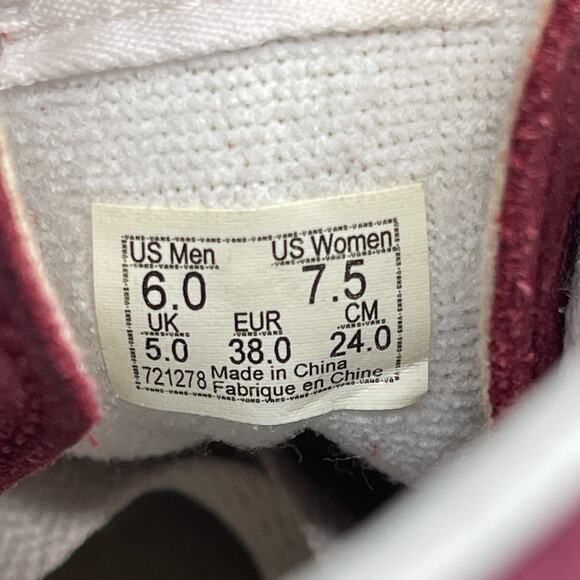 VANS SK8 HI Shoes Womens 7.5 Red Suede Skateboarding Comfort Walking Sneakers - Picture 8 of 8